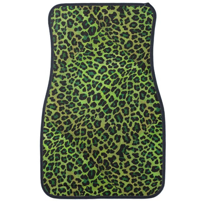 Leopard Black and Green Print Car Mat (Front)