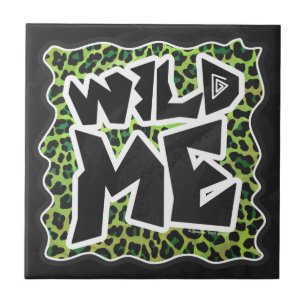Leopard Black and Green Print Ceramic Tile