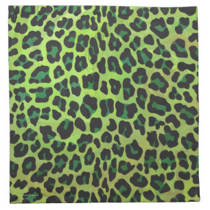 Leopard Black and Green Print Cloth Napkin