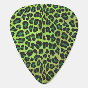 Leopard Black and Green Print Guitar Pick