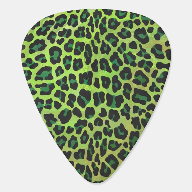 Leopard Black and Green Print Guitar Pick (Back)