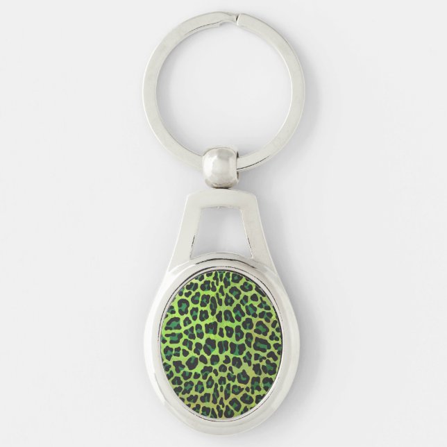 Leopard Black and Green Print Keychain (Front)