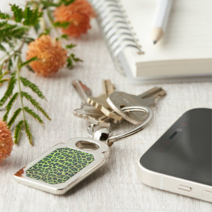 Leopard Black and Green Print Keychain
