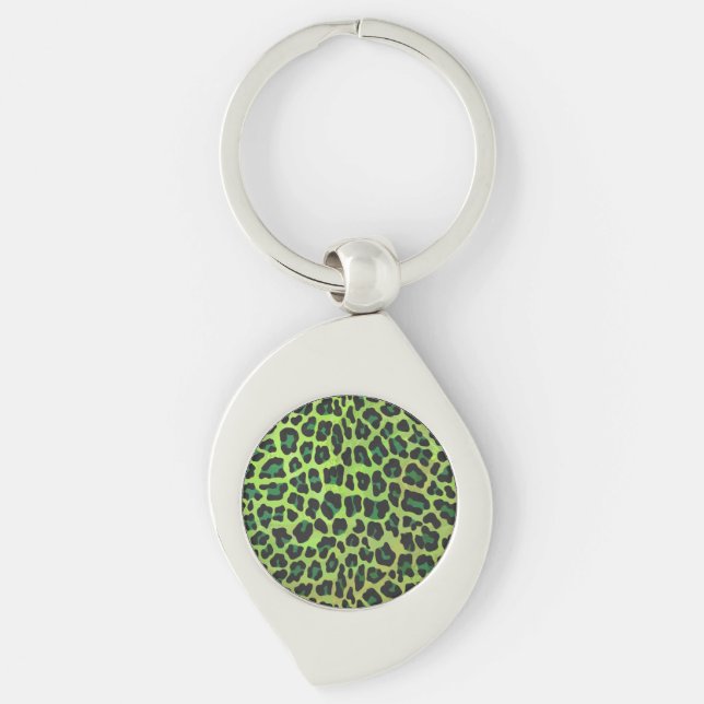 Leopard Black and Green Print Keychain (Front)
