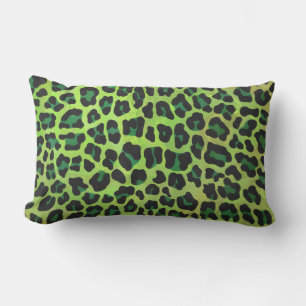 Leopard Black and Green Print Lumbar Pillow