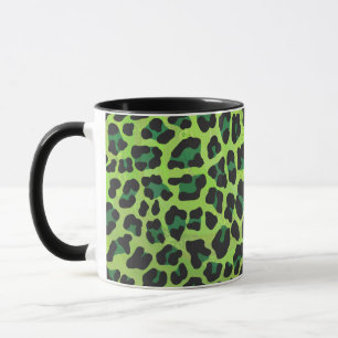 Leopard Black and Green Print Mug