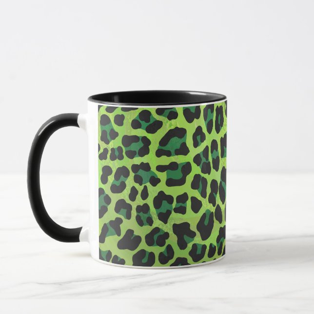 Leopard Black and Green Print Mug (Left)