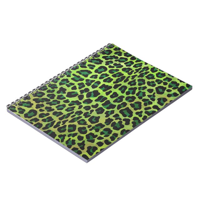 Leopard Black and Green Print Notebook (Left Side)