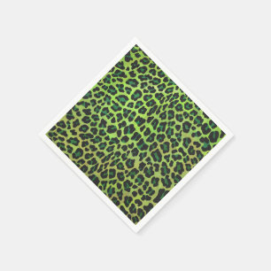 Leopard Black and Green Print Paper Napkins