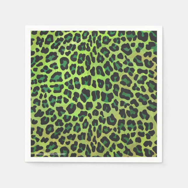 Leopard Black and Green Print Paper Napkins (Front)