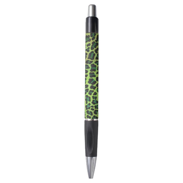 Leopard Black and Green Print Pen (Front Vertical)