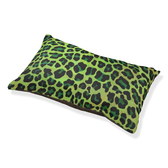 Leopard Black and Green Print Pet Bed (Angled)