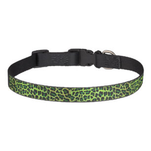 Leopard Black and Green Print Pet Collar