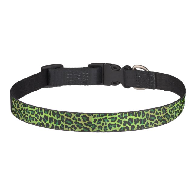 Leopard Black and Green Print Pet Collar (Front)
