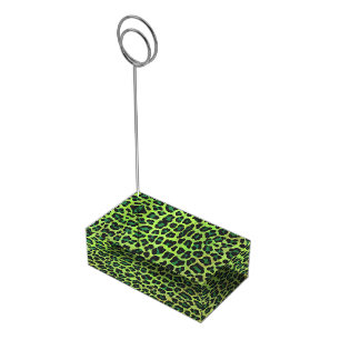 Leopard Black and Green Print Place Card Holder