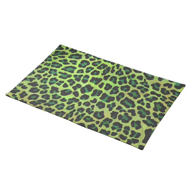 Leopard Black and Green Print Placemat (On Table)