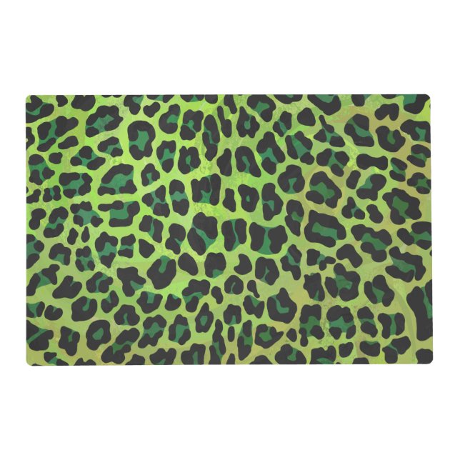 Leopard Black and Green Print Placemat (Front)