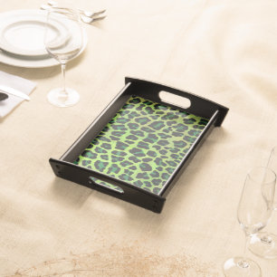 Leopard Black and Green Print Serving Tray