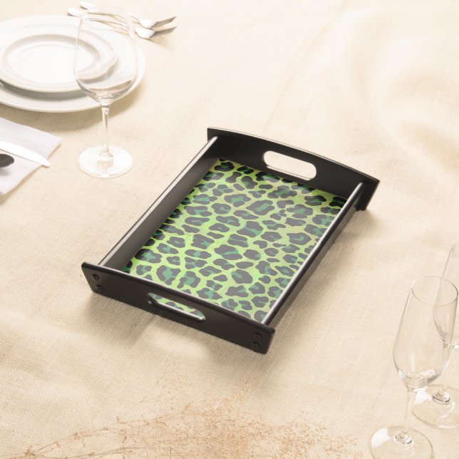 Leopard Black and Green Print Serving Tray (Front)