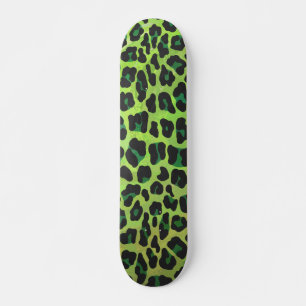 Leopard Black and Green Print Skateboard Deck