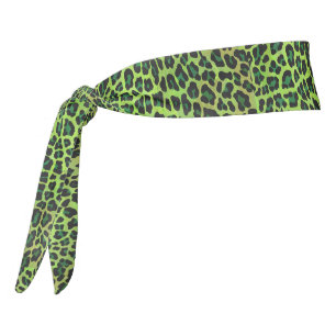 Leopard Black and Green Print Tie Headband