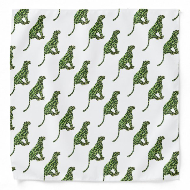 Leopard Black and Green Silhouette Bandana (Front)