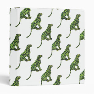 Leopard Black and Green Silhouette Binder