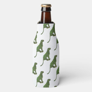 Leopard Black and Green Silhouette Bottle Cooler
