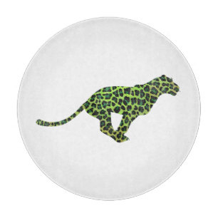 Leopard Black and Green Silhouette Cutting Board