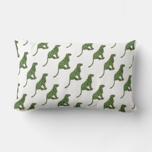 Leopard Black and Green Silhouette Lumbar Pillow