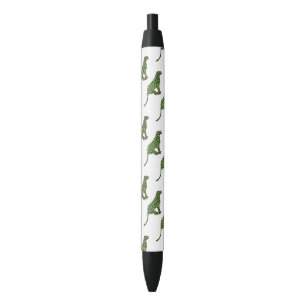 Leopard Black and Green Silhouette Pen