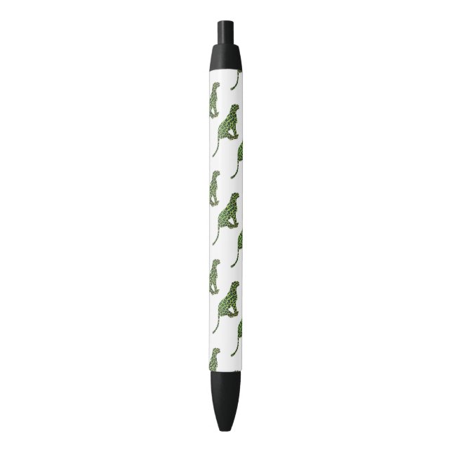 Leopard Black and Green Silhouette Pen (Front Vertical)