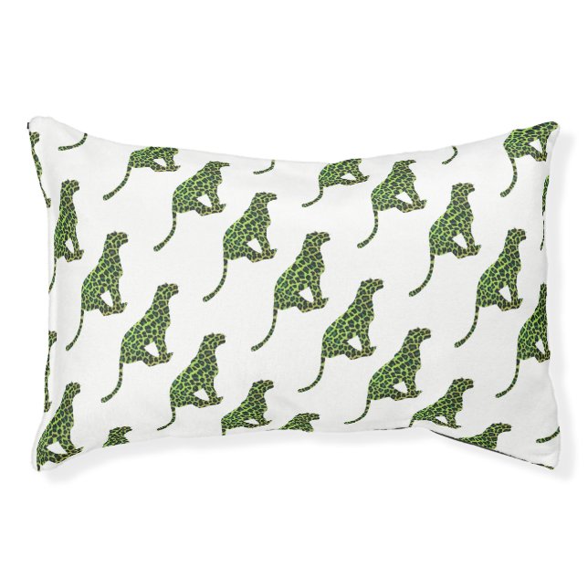 Leopard Black and Green Silhouette Pet Bed (Front)