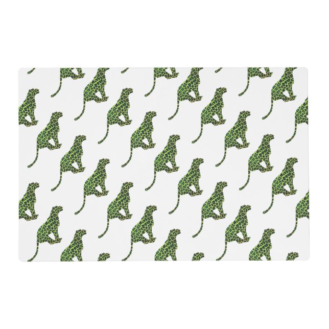 Leopard Black and Green Silhouette Placemat (Front)