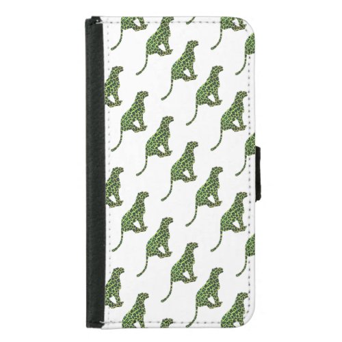 Leopard Black and Green Silhouette Samsung Galaxy S5 Wallet Case