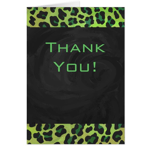 Leopard Black and Green with Monogram Cards (Front)