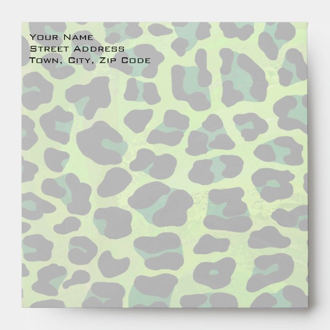 Leopard Black and Green with Monogram Envelope (Front)