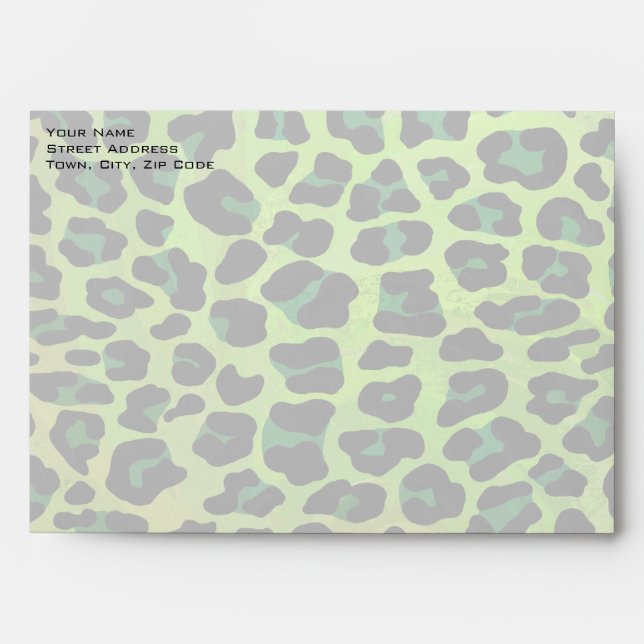 Leopard Black and Green with Monogram Envelope (Front)