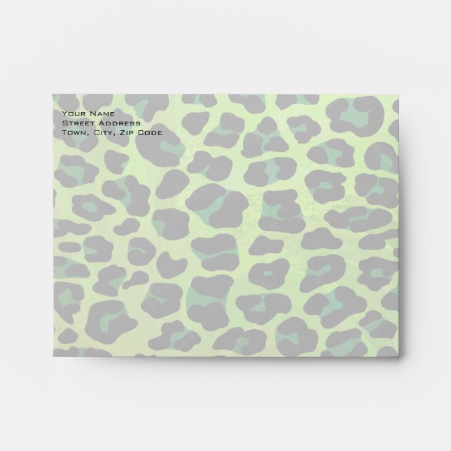 Leopard Black and Green with Monogram Envelope (Front)