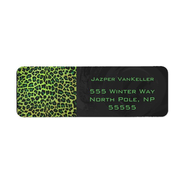 Leopard Black and Green with Monogram Label (Front)