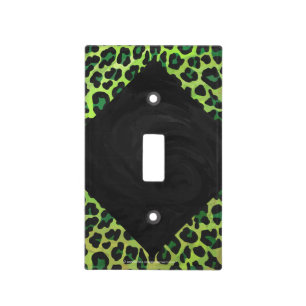 Leopard Black and Green with Monogram Light Switch Cover