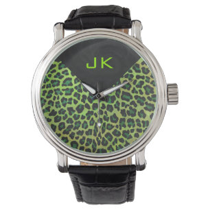 Leopard Black and Green with Monogram Watch