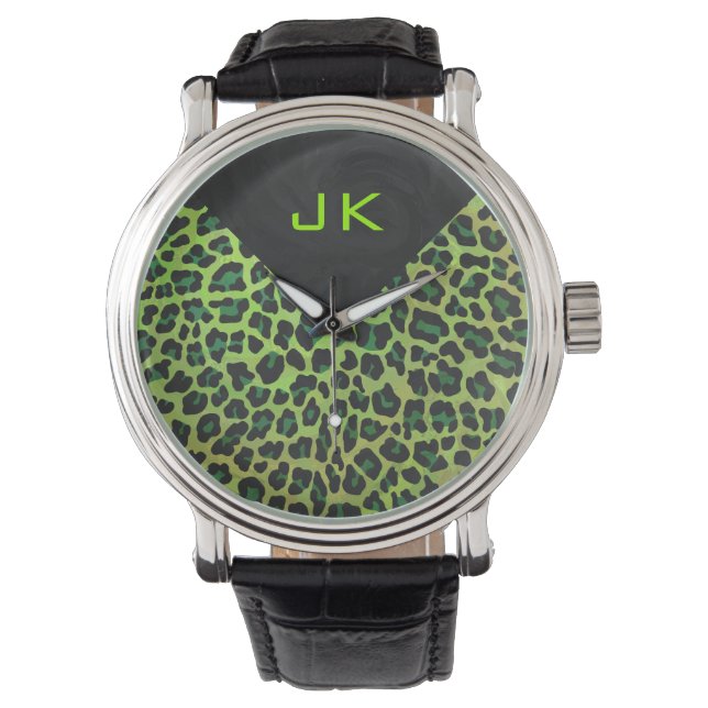 Leopard Black and Green with Monogram Watch (Front)