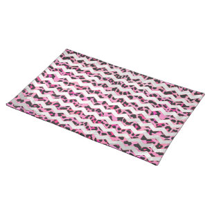 Leopard Black and Hot Pink Chevron Print Cloth Placemat