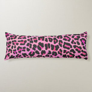Leopard Black and Hot Pink Print Body Pillow