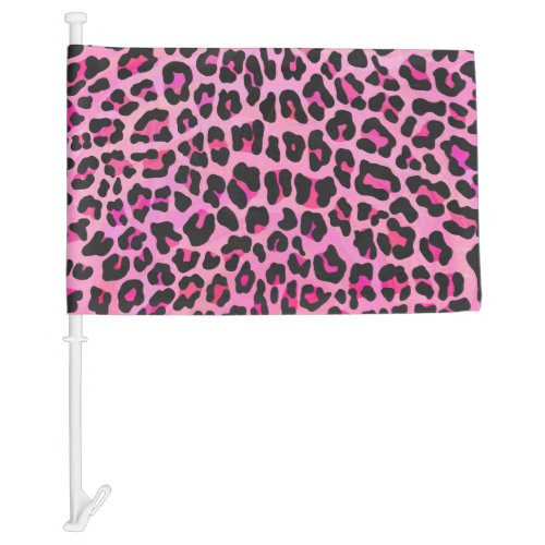 Leopard Black and Hot Pink Print Car Flag