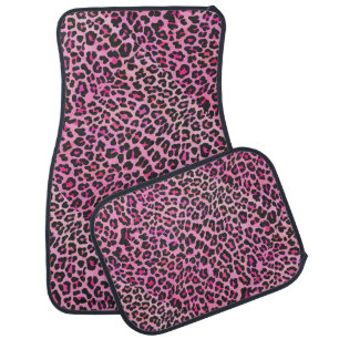 Leopard Black and Hot Pink Print Car Floor Mat