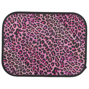 Leopard Black and Hot Pink Print Car Mat