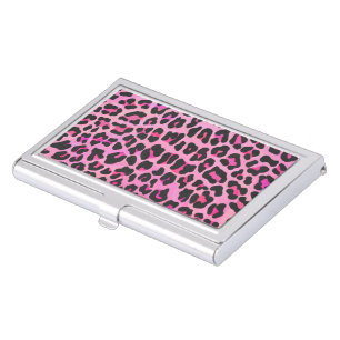 Leopard Black and Hot Pink Print Case For Business Cards