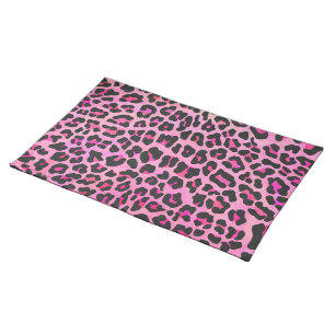 Leopard Black and Hot Pink Print Cloth Placemat